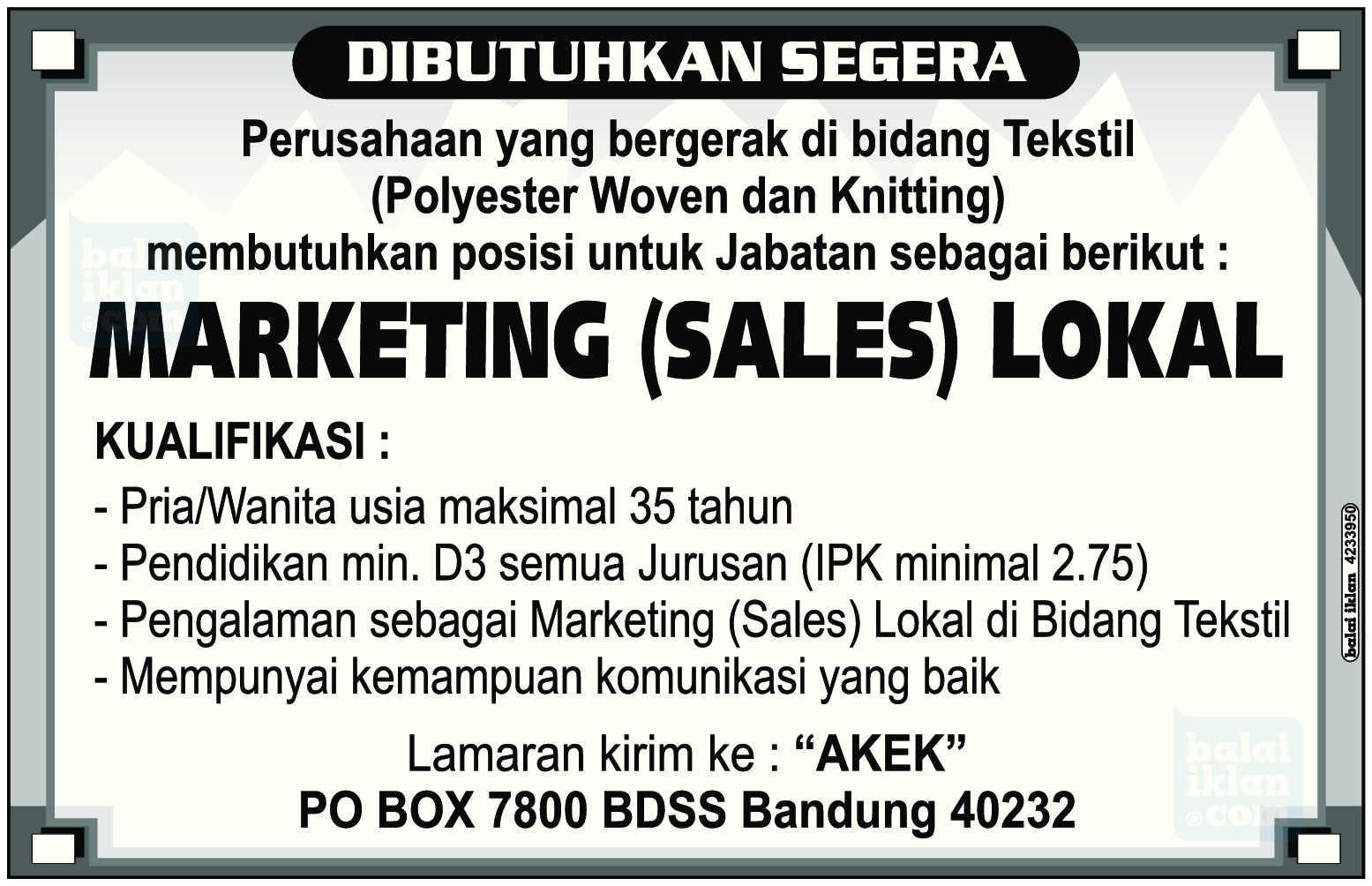 Iklan Lowongan Kerja Pikiran Rakyat 11 - 13 Juni 2016 