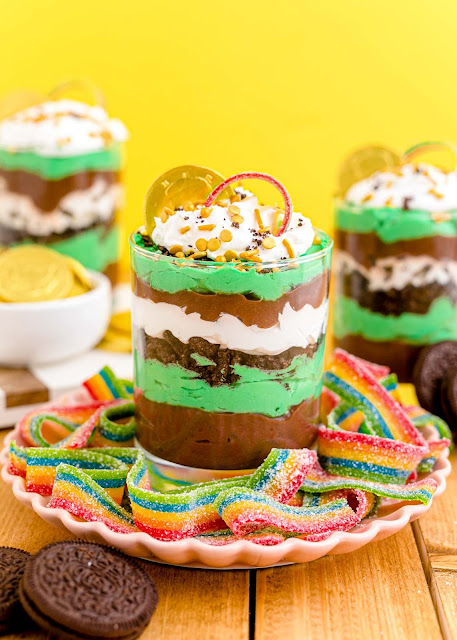 st. patricks day pudding cups