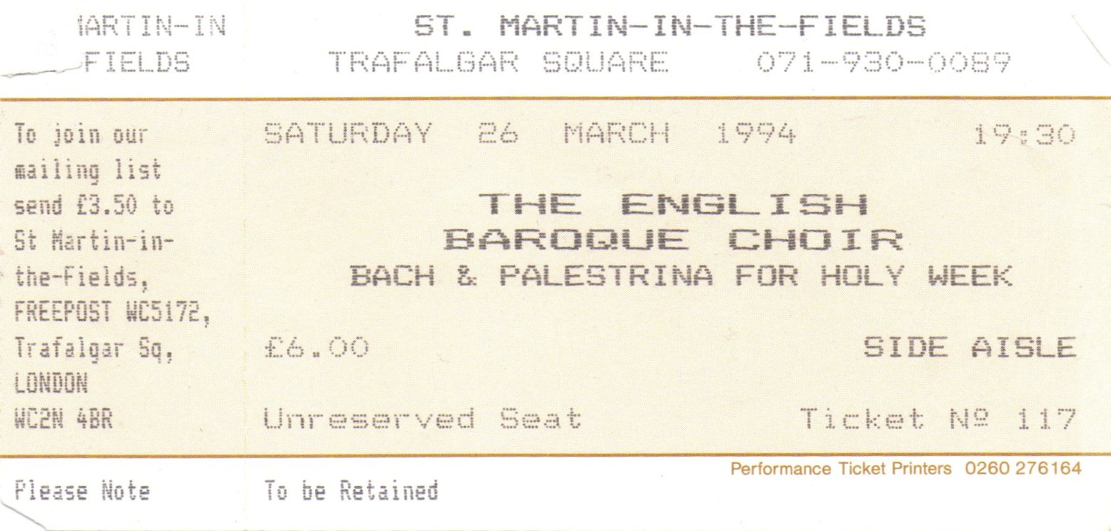 I could almost imagine that a latter day Miss Mole attended this concert and left her ticket behind And of course the ticket made me yearn for London even