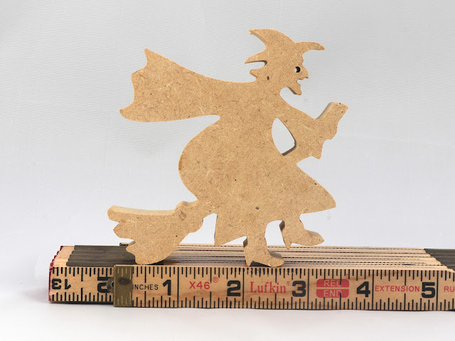 Witch On A Broom Cutout, Handmade, Unpainted, Freestanding, Halloween Decoration, Crafts, or Toys, Snazzy Spooks Collection