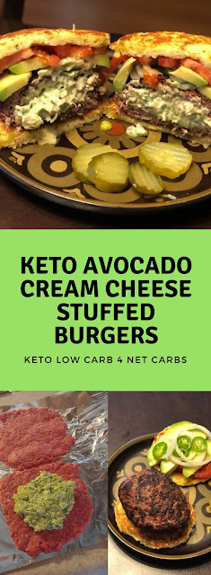 Keto Avocado Cream Cheese Stuffed Burgers