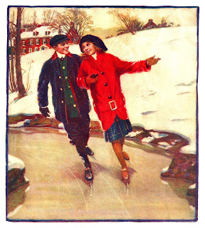 skating winter couple image digital download