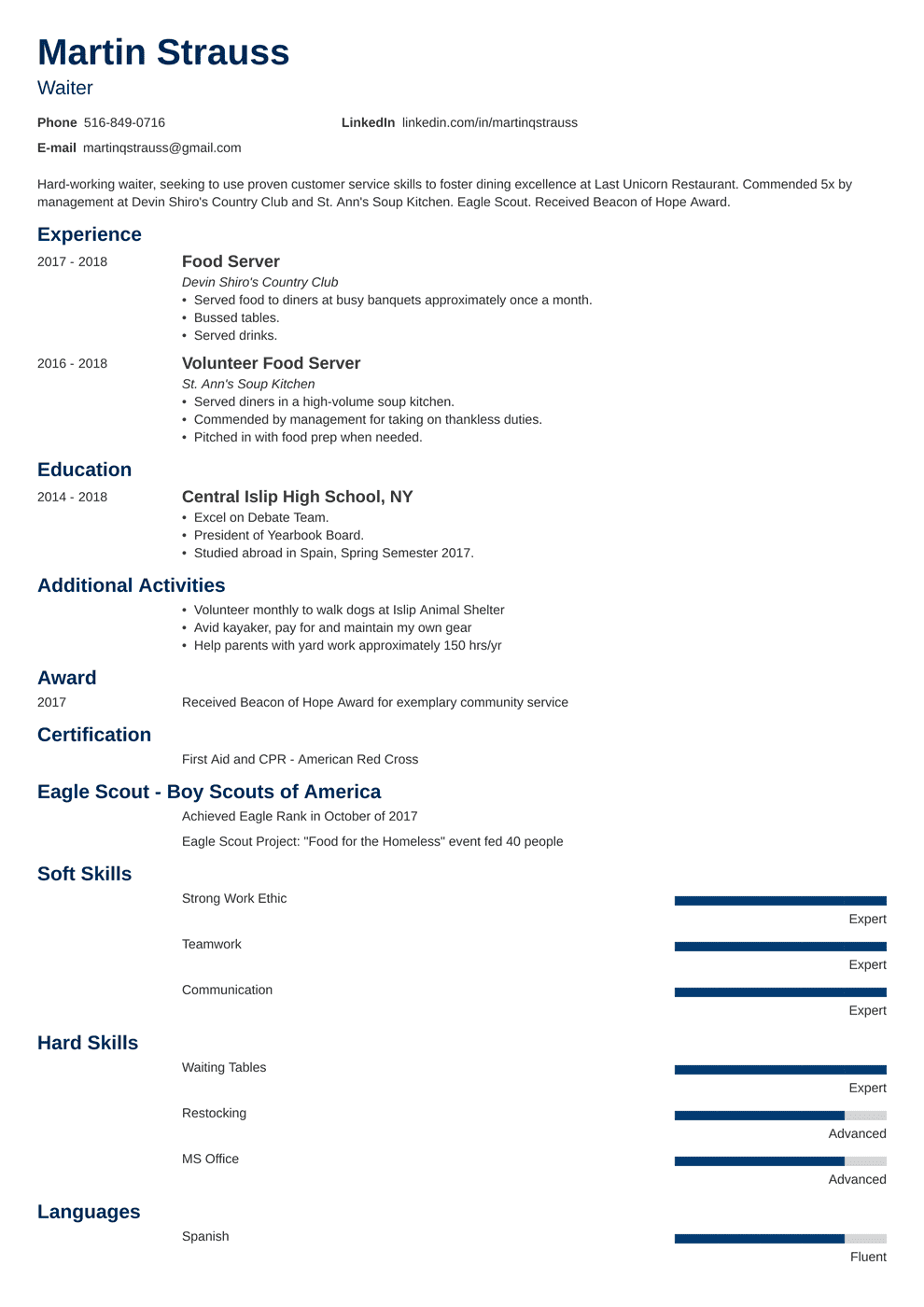 Resume Examples For Teens Templates