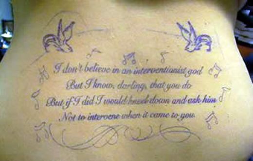 lyrics tattoo. This tattoo is of course the