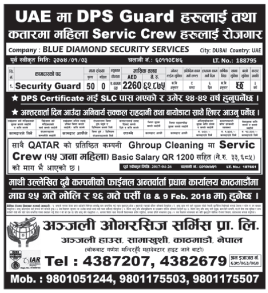 Jobs in UAE for Nepali, Salary Rs 62,875