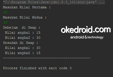 tentang pertukaran nilai yang melibatkan kedua variable  Contoh Program Pertukaran Nilai 2 Buah Variabel di Java