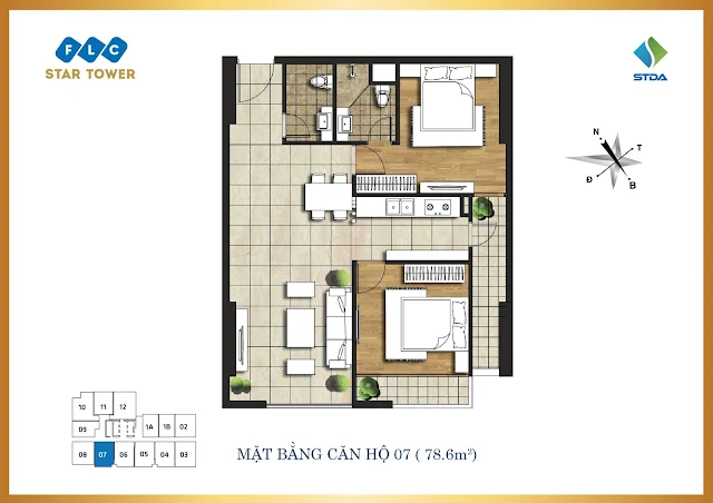 Căn hộ 07, dt 78,6m2 - FLC Star Tower