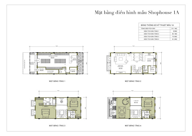 Mặt bằng điển hình mẫu 1a khu Mỹ Gia Shophouse Vinhomes Dragon Bay