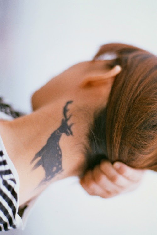 Deer Design Tattoo for Women, Deer Tattoos for Women Back Neck