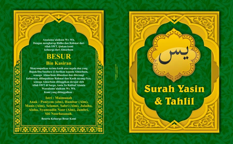  Cover Buku Yasin  Hijau Emas CDR File CorelDraw Free 