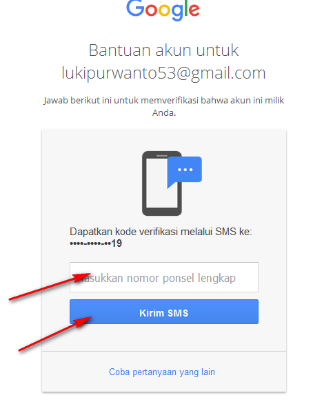 sms pemulihan kata sandi