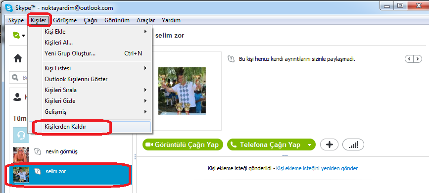 skype kişi silme windows 8.1