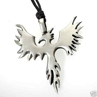 52H Silver PEWTER Fire Bird PHOENIX PENDANT Necklac