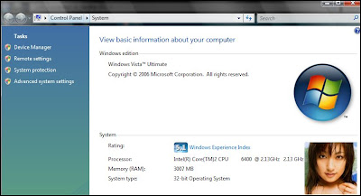 Adding logo or portrait of dream girl to Windows Vista System window.