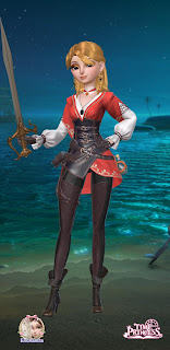 Dahlia in a pirate-like outfit