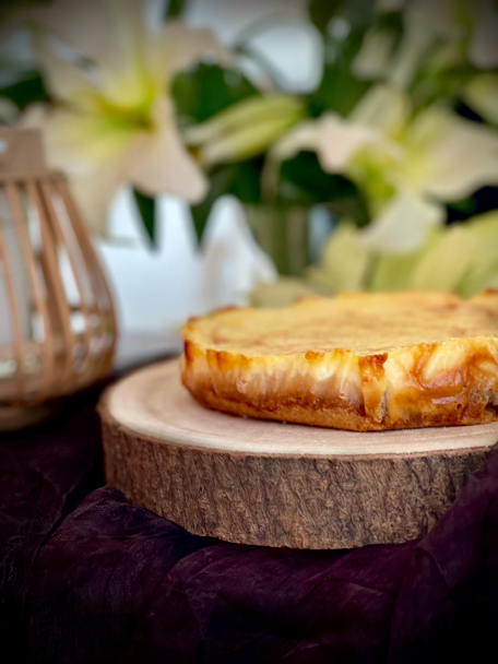 Tarta horneada de queso mascarpone y toffee de naranja