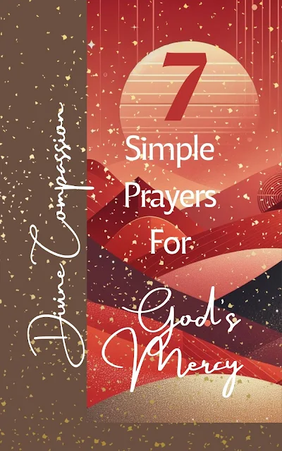 Divine Compassion | 7 Simple Prayers For God's Mercy | Red Burgundy Pastels Abstract Minimalist Waves Glitter Cover Image Design