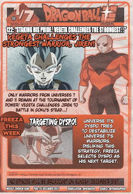 Dragon Ball Super Epissode 122 spoiler, vegeta vs jiren, freiza vs dyspo.