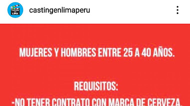 PERÚ: Se buscan HOMBRES y MUJERES entre 25 a 40 años para COMERCIAL