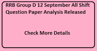RRB Group D 12 September All Shift Question Paper Analysis Released