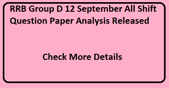  RRB Group D 12 September All Shift Question Paper Analysis Released