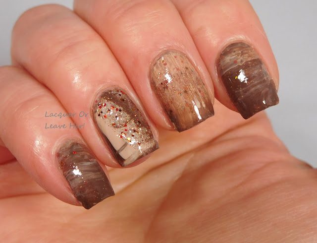 Mish-mosh mani with Zoya Tatum, Cathy, and Gina,  and Spellbound Nails Gingerbread Latte