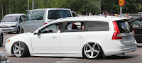 How low can you go? Volvo V70 with big rims.