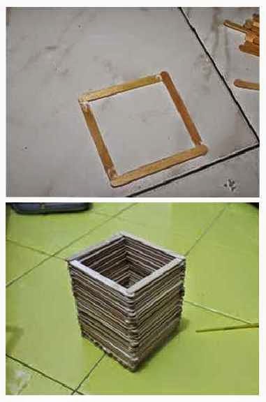 Kreasi Membuat Kotak Pensil Segi Empat Dari Stik Es Krim 