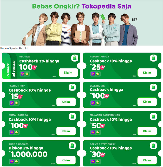 #Tokopedia - #Promo Spesial Bebas Ongkir & Cashback Hingga 100% 