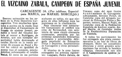 X Campeonato de España Juvenil de Ajedrez 1970, recorte de prensa