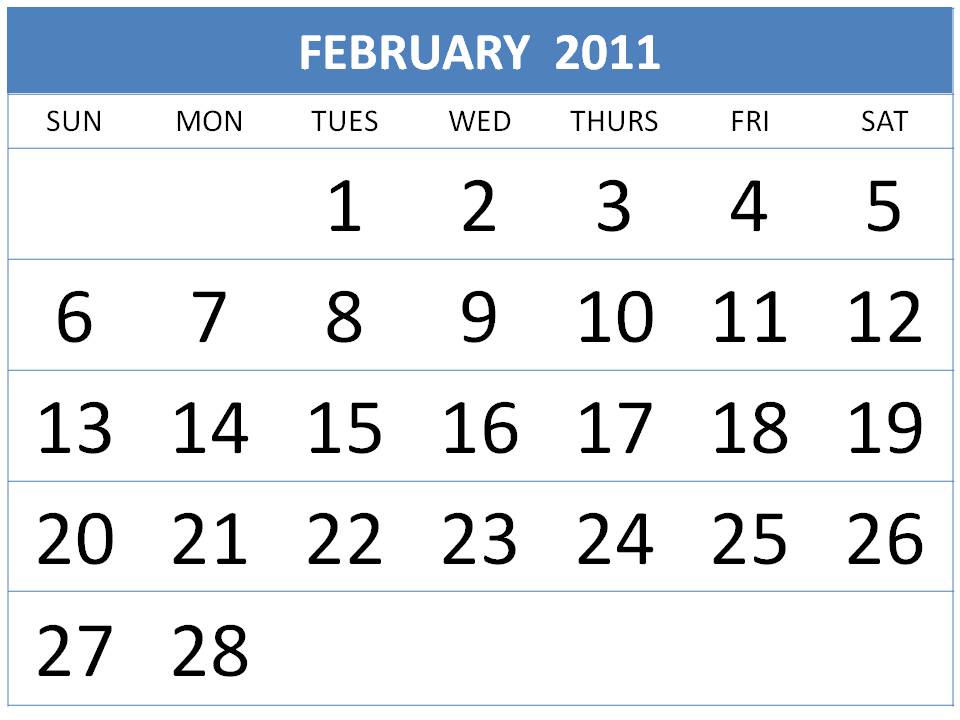 Printable calendar 2011