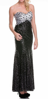 Sweetheart Neckline Black-Silver Sequins Long Prom Gown