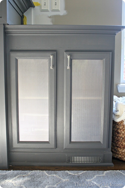 metal sheeting on cabinet doors for electronics