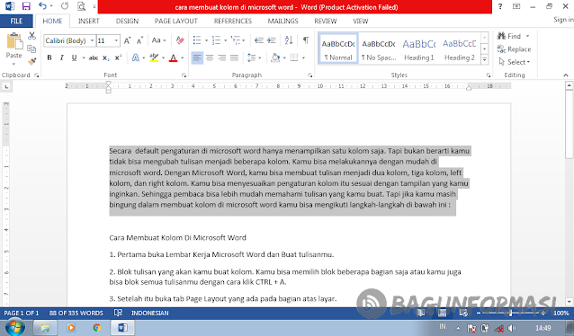 Membuat kolom di microsoft word