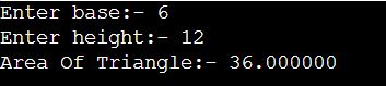 Write a C program to calculate the area of triangle.