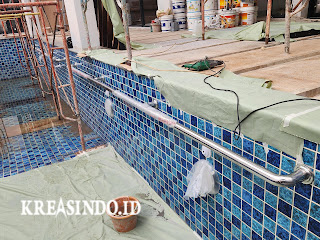 Handrail Stainless untuk Pegangan Tangga Kolam Renang pesanan Bpk Mayong di Puri Cinere