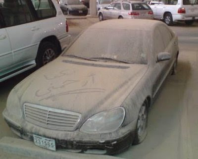 Throughout Dubai there are dustcovered cars with violation notices stuck to