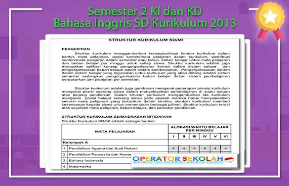 Semester 2 Ki Dan Kd Bahasa Inggris Sd Kurikulum 2013