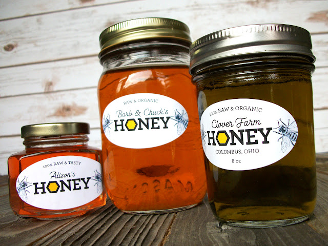 Custom Honeycomb Oval Honey Jar Labels