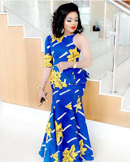 Bobrisky's blue ankara