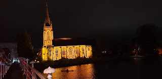 Marlow Church illuminated at night