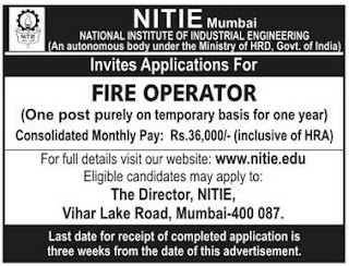 National Institute of Industrial Engineering (NITIE) (www.tngovernmentjobs.co.in)