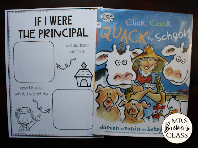 Click Clack Quack to School book activities unit with literacy companion activities and a craftivity for Kindergarten and First Grade