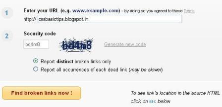 Broken Link check for CSSBasicTips with the help of Brokenlinkcheck.com a free online service to check broken links.