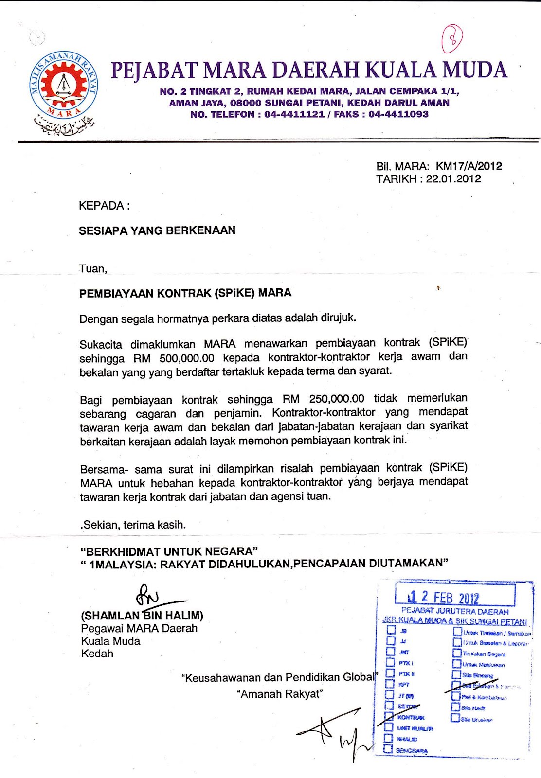 Contoh Surat Pemotongan Rumput