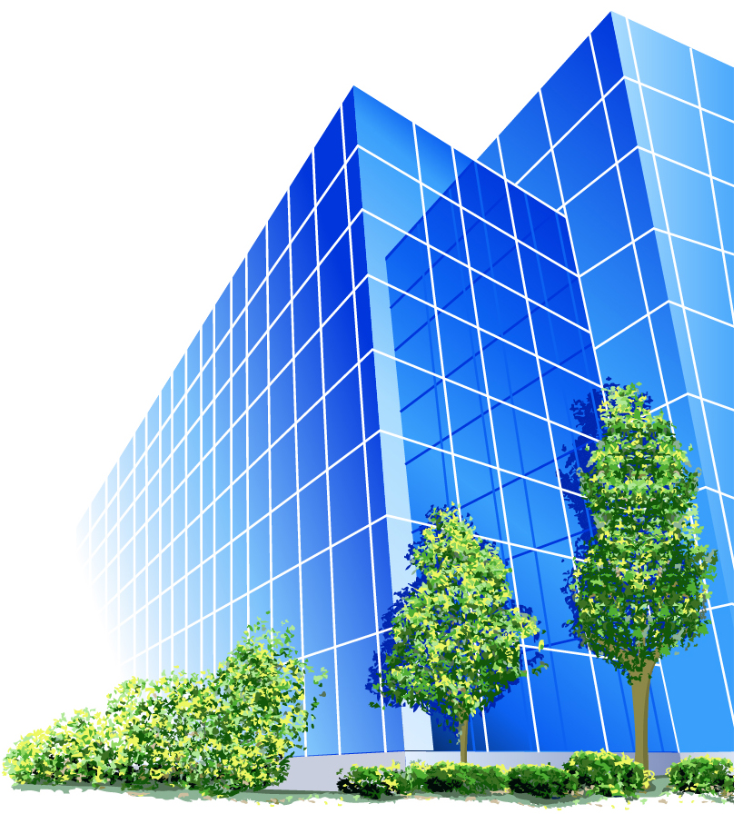 Free Vector がらくた素材庫 オフィスビルのクリップアート Office Building Vector イラスト素材