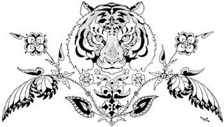tribal flower tiger tattoo