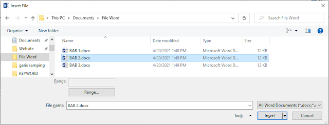 menggabungkan file word menjadi satu