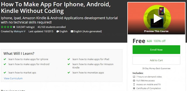 [100% Off] How To Make App For Iphone, Android, Kindle Without Coding| Worth 20$
