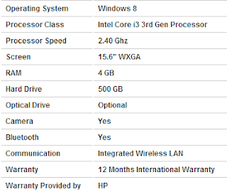 HP Pavilion Specifications